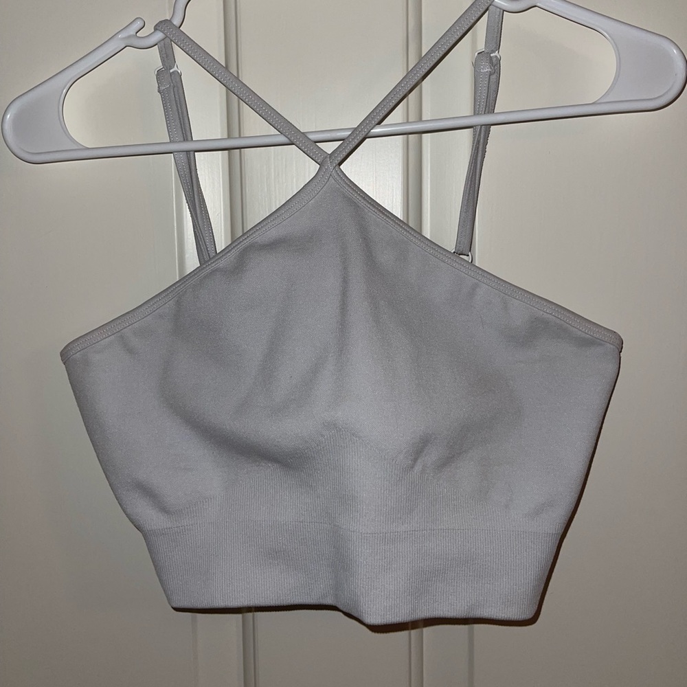 High neck active wear crop top